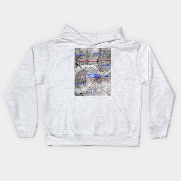 London underground map drawing art Kids Hoodie by ol1ie